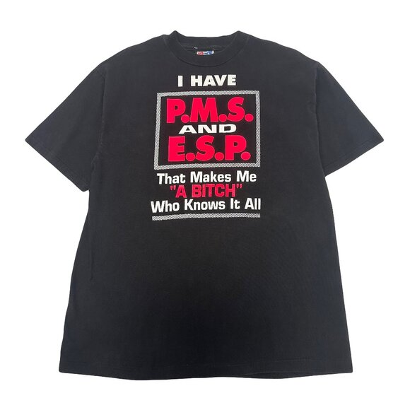 90s I Have P.M.S. & E.S.P. Humor Graphic Tee L - Picture 1 of 3